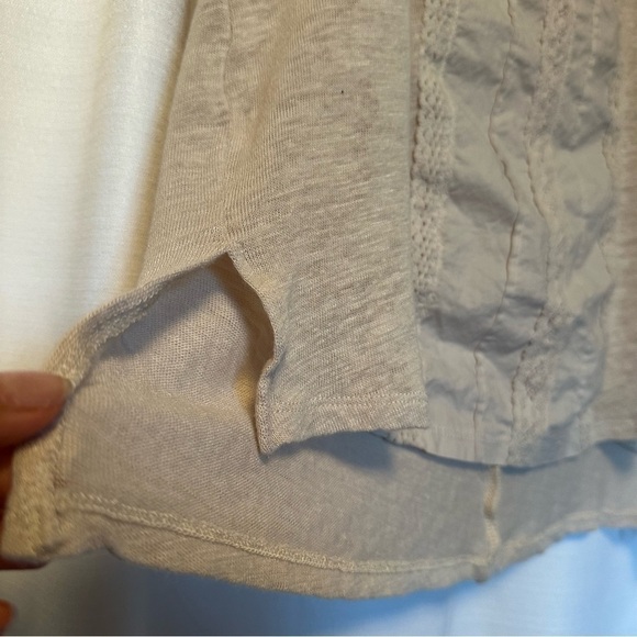 Cynthia Rowley Linen Blend Peasant Blouse Top Women’s Large Boho Babydoll Cream - Picture 3 of 11